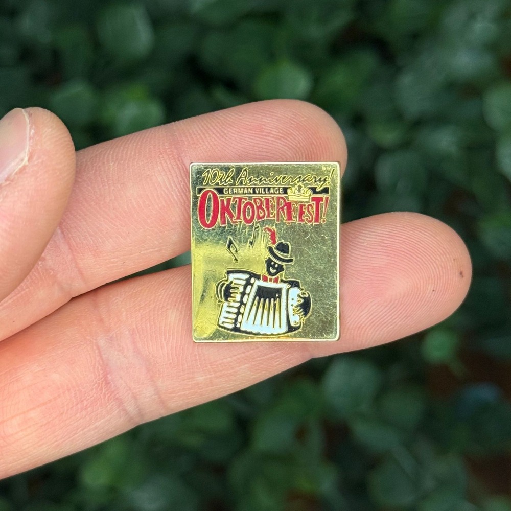Oktoberfest German Village 10th Anniversary Accordion Pin Brooch